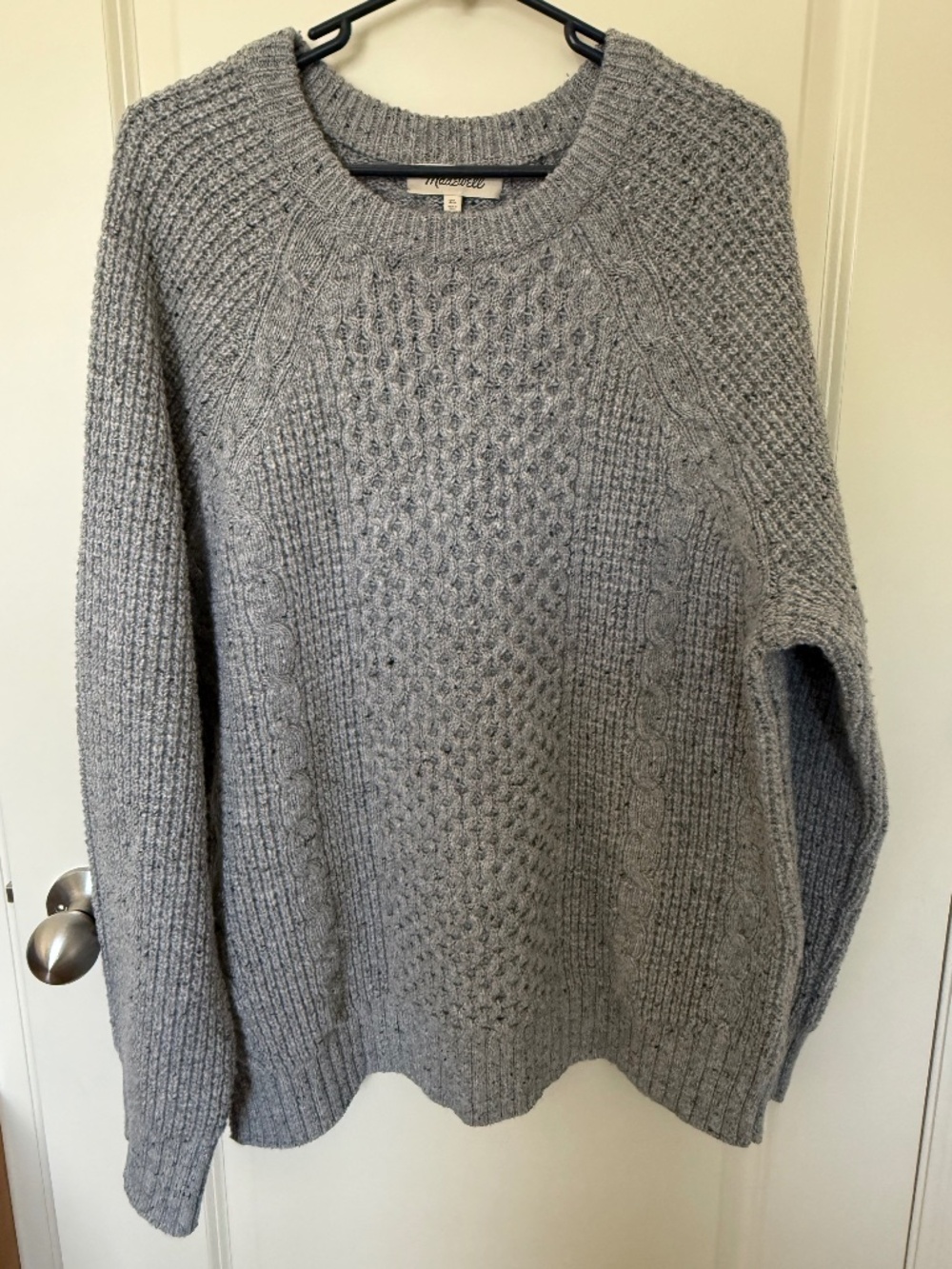 Madwell - Men's XL - Grey Donegal Cableknit Fisherman Sweater